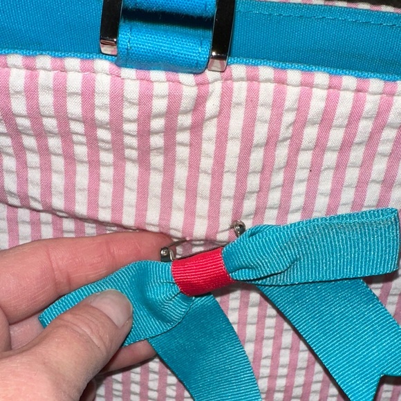 Braciano Pink and Teal Striped Bag - Picture 13 of 13